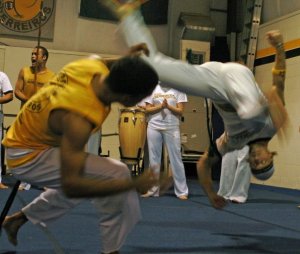 Capoeira:  The goofy looking upside-down one is me. 